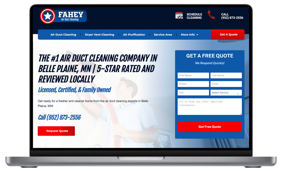 air duct cleaning website design