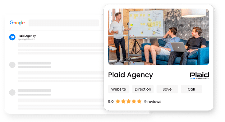 Plaid agency digital marketing listing on google.