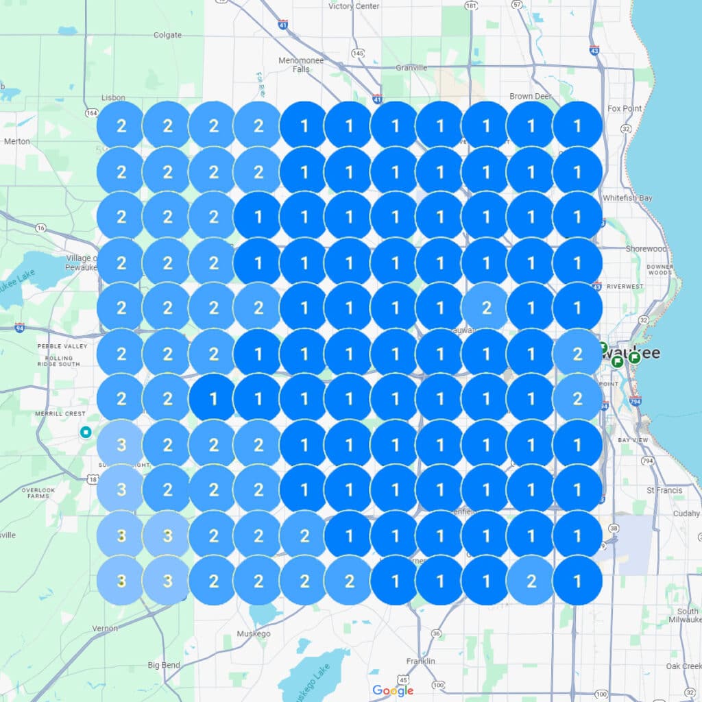 Local map ranking with a solar marketing agency.